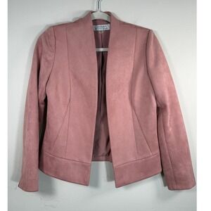 Tahari Arthur S. Levine Womens 4 Mauve Pink Faux Suede Open Front Blazer Jacket